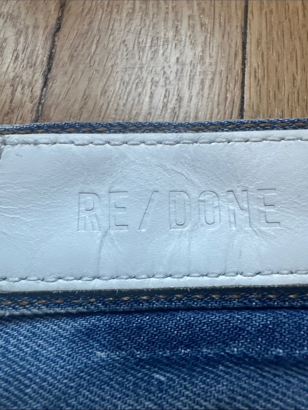 Re/Done Distressed Blue Denim Cutoff Shorts - Picture 4 of 5